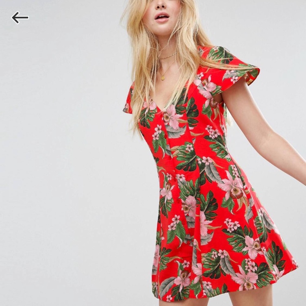 ASOS Button Through Tea Mini Dress | US 12